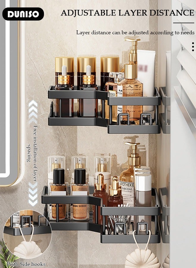 DUNISO 5 Pack Corner Shower Caddy, Wall Mounted Bathroom Shower Holder with Soap and toothbrush Holder, Adhesive Shower Shelf for Inside Shower, Removable Corner Organizer Shelves for Bathroom Storage, No Drilling Shower Storage Rack Basket for Toilet, Dorm and Kitchen  - Image 2