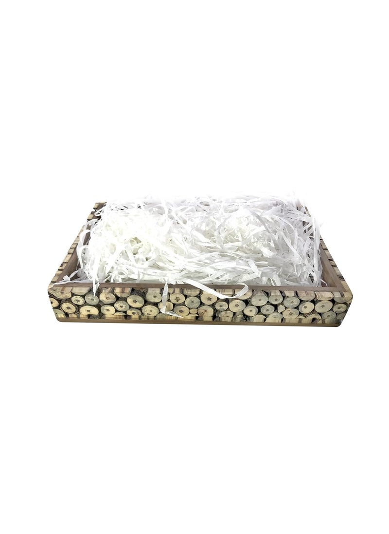 ECO SARRAS Eco Sarras Textured White Colour shredded paper crinkle paper grass strips gift tray decoration gift hamper decorations gift box fillers wedding birthday valentines day gift 500 Grams  - Image 1