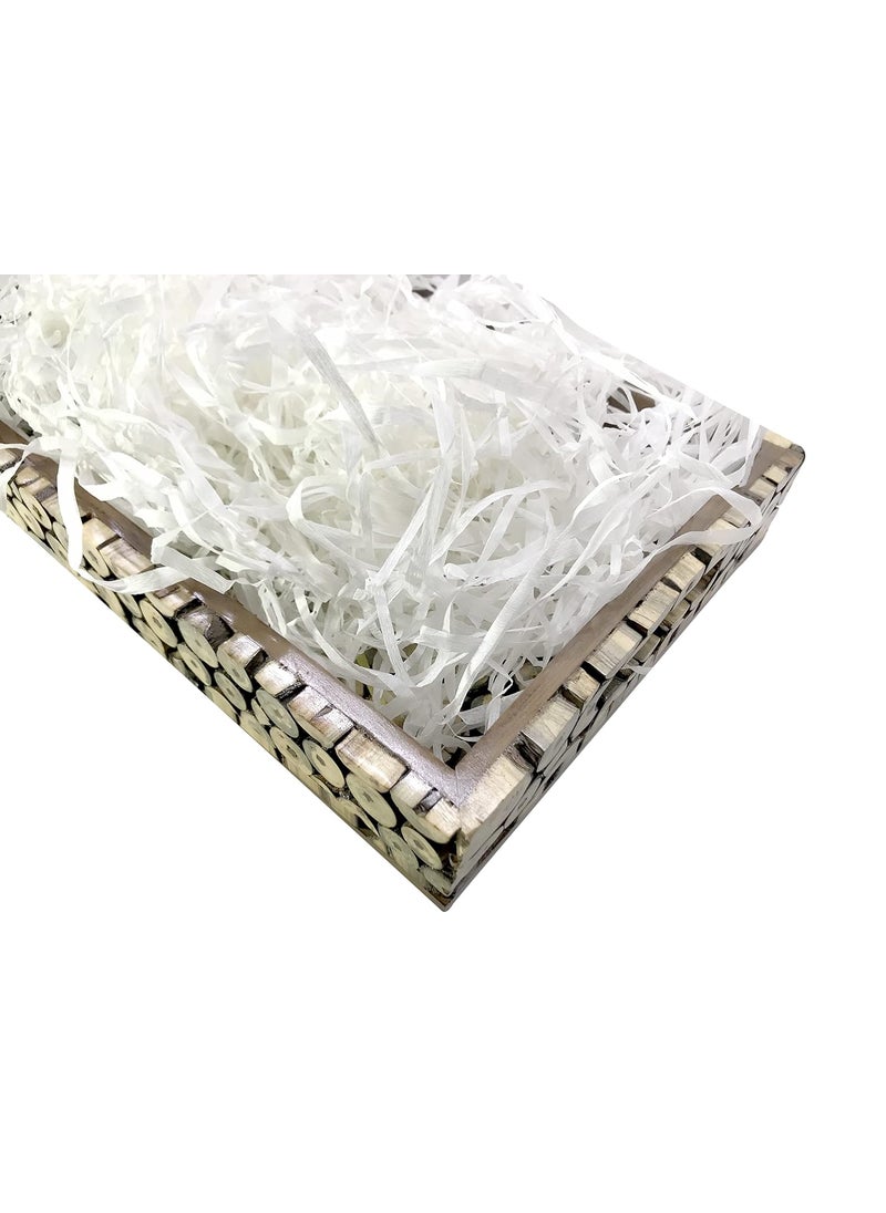 ECO SARRAS Eco Sarras Textured White Colour shredded paper crinkle paper grass strips gift tray decoration gift hamper decorations gift box fillers wedding birthday valentines day gift 500 Grams  - Image 2