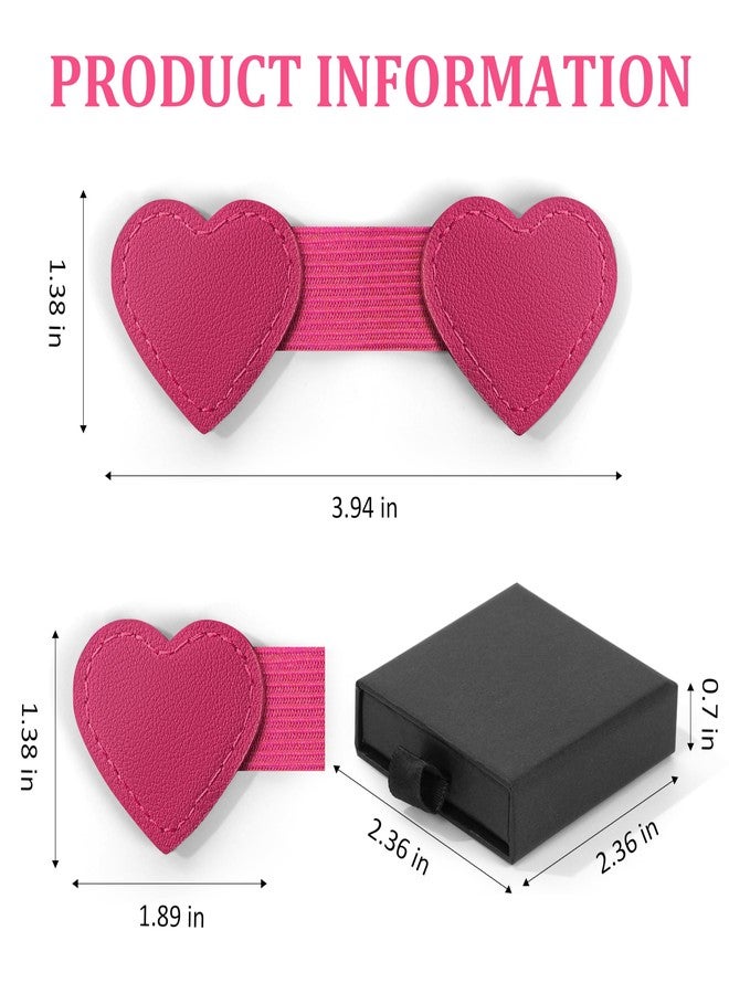 TESAFNG 2Pcs Magnetic Leather Heart Bookmarks with Pen Holder, Cute Book Markers Clip with Gift Box, Reading Accessories for Book Lovers Women Teachers Students, Rose Red - Image 2