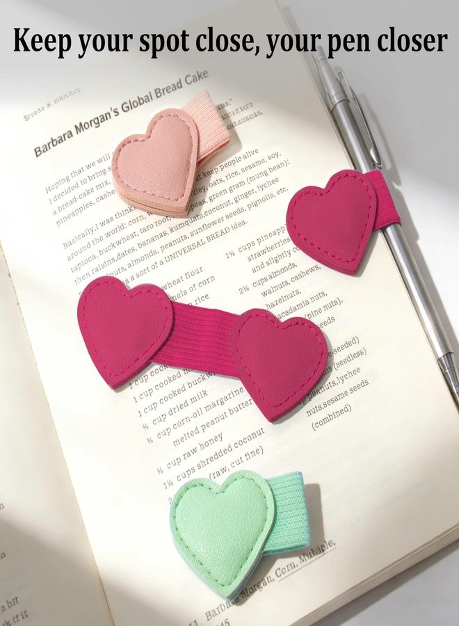 TESAFNG 2Pcs Magnetic Leather Heart Bookmarks with Pen Holder, Cute Book Markers Clip with Gift Box, Reading Accessories for Book Lovers Women Teachers Students, Rose Red - Image 4