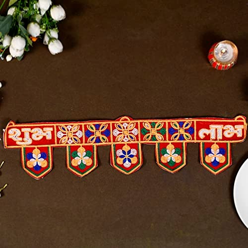 Ascension Polyester Designer Shubh Labh Temple Toran Door Hanging Toran Bandarwal Traditional Art Handmade Door Bandarwal Mandir Toran Hangings for Decoration Multicolor - Image 2