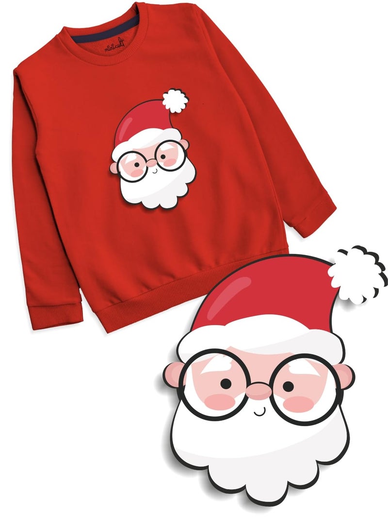 minicult Cotton Regular Fit Full Sleeves Christmas Round Neck Sweatshirt for Kids(Santa RED)(Pack of 1)(5-6 Years) - Image 2