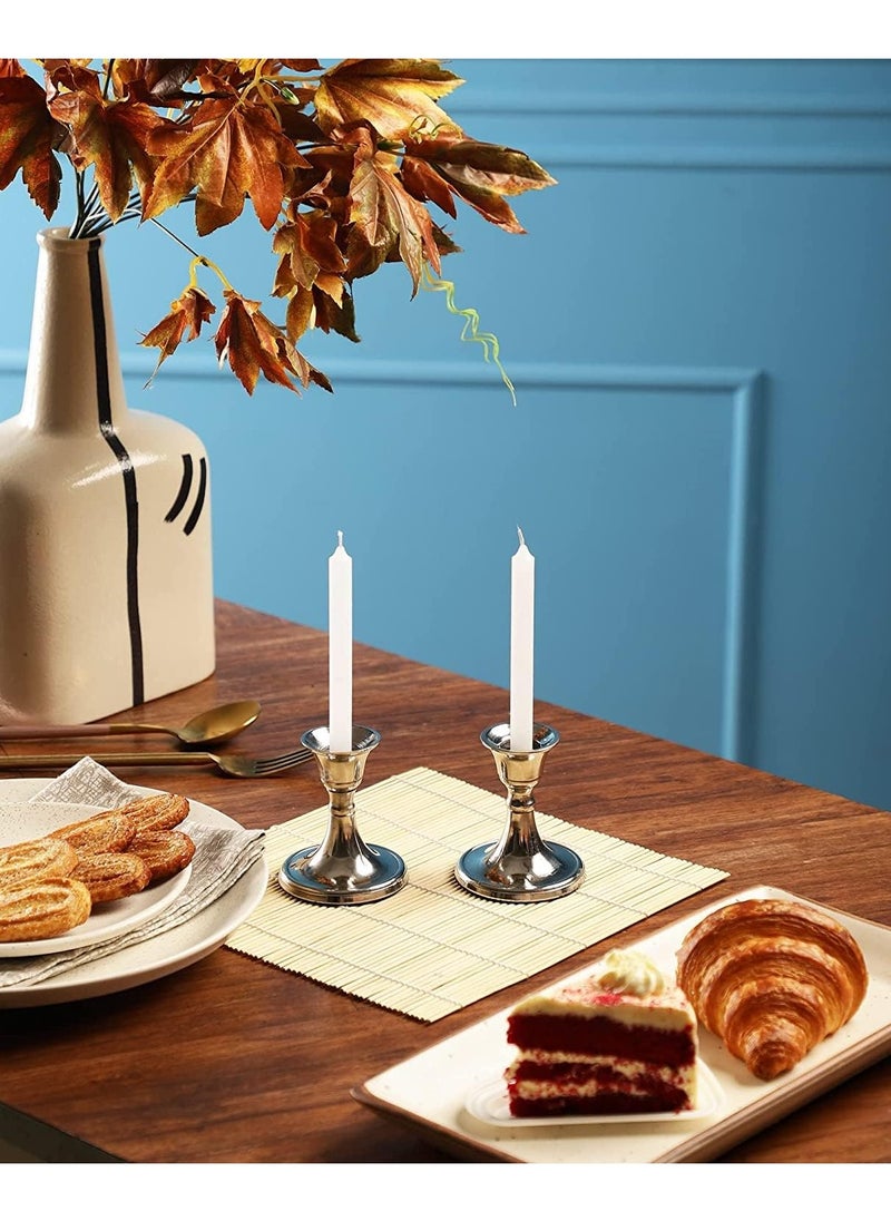 VoiDrop - Voidrop Mini Set of 2 Candlestick Holders Set Taper Candle Holders, Candle Holders, candle holders for table centerpiece for Wedding, Festival, Party and Festival Decor (Black) - Image 1