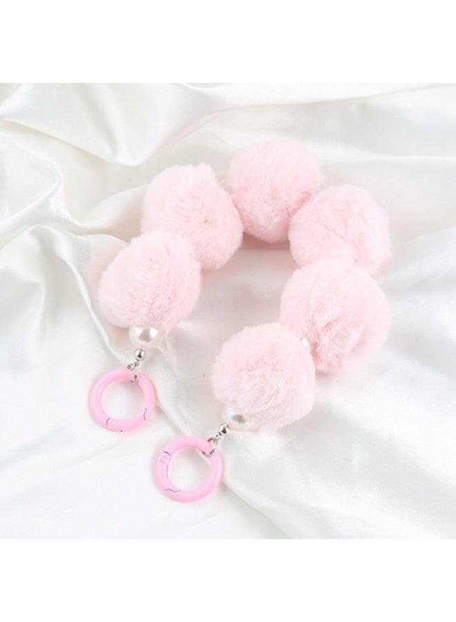 NIBEMINENT Beaded Phone Lanyard, Anti Lost Removable Wrist Strap, Pearl Ball Bracelet Pendant, Phone Keychain Lanyard,Light Pink - Image 1