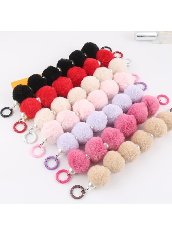 NIBEMINENT Beaded Phone Lanyard, Anti Lost Removable Wrist Strap, Pearl Ball Bracelet Pendant, Phone Keychain Lanyard,Light Pink - Image 2