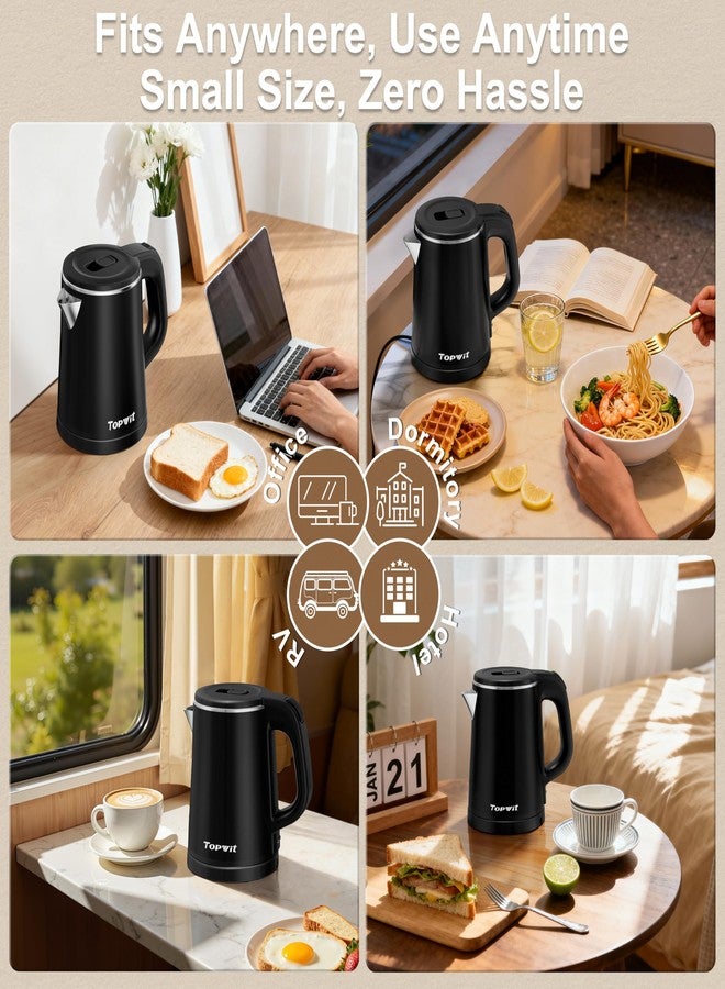 TopWit 0.8L Small Electric Kettle, Portable Travel Kettle Stainless Steel - 800W Fast Boiling, Auto Shut-Off & Boil-Dry Protection, Tea Kettle for Home, Office, Business Trip, Hotel, Dorm - Image 3