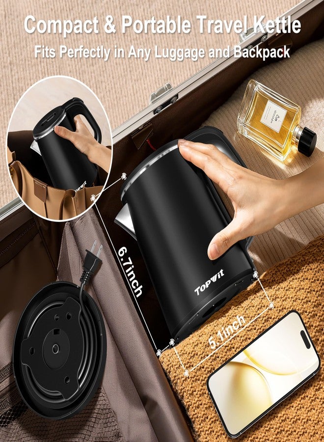 TopWit 0.8L Small Electric Kettle, Portable Travel Kettle Stainless Steel - 800W Fast Boiling, Auto Shut-Off & Boil-Dry Protection, Tea Kettle for Home, Office, Business Trip, Hotel, Dorm - Image 2