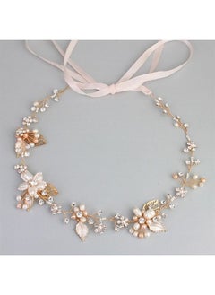 Oriamour Bridal Crystal Headband with Freshwater Pearls Flower Design Wedding Hair Accessories (Gold) 