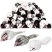 Hungdao 60 Pcs Furry Mice Interactive Catch Play Rabbit Fur Mouse Rattle Sound Rat Plush for PET Cats and Kittens 3 ColorsWhite Black Gray - Image 3