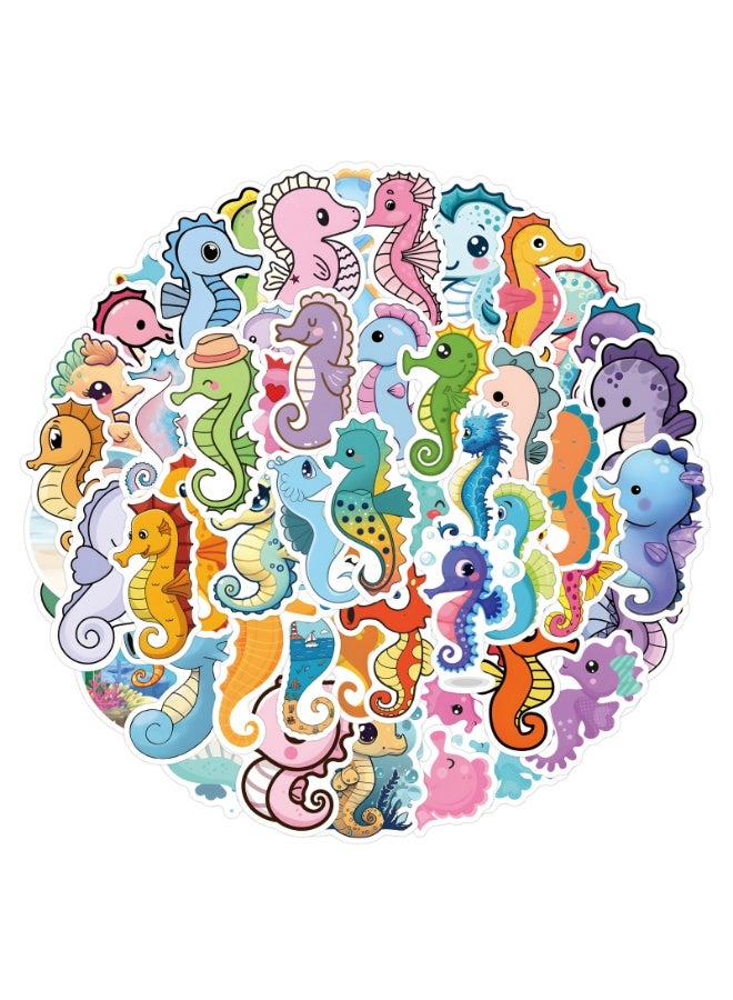 NIBEMINENT 55 Pcs Cartoon Seahorse  Deco Kit Waterproof Stickers, High Definition Printing Bright Colors, Suitable for Laptop Skateboard Luggage Water Bottle Guitar DIY - Image 2