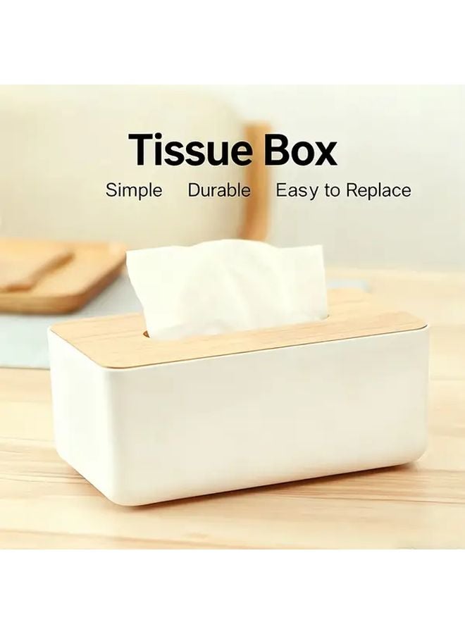 Black Square Tissue Box With Lid Durable Plastic Holder For Home Office Car - Image 2