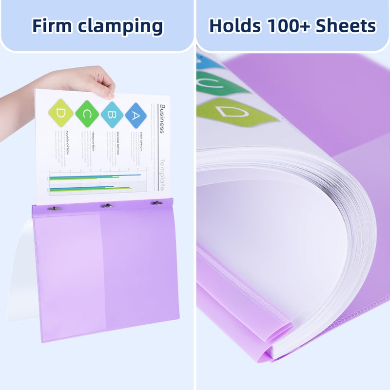HAUTOCO 5 Pack Plastic Report Covers with 3 Prongs Fasteners Clear Front Resume Portfolio Folder for 8.5x11 Letter Size Paper, Presentation Document Report Cover for School Office Business, 5 Colors - Image 3
