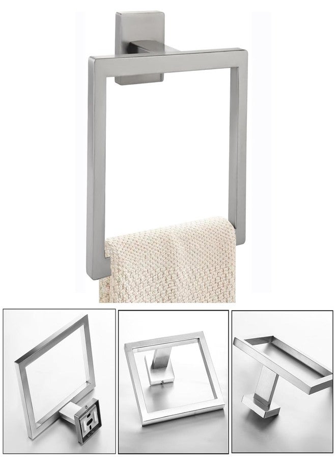 JOPOFI Towel Ring - Thicken SUS 304 Stainless Steel Towel Holder, Towel Racks for Bathroom, Square Modern Design Hand Towel Holder, Contemporary Hand Towel Bar - Brushed Nickel - Image 3