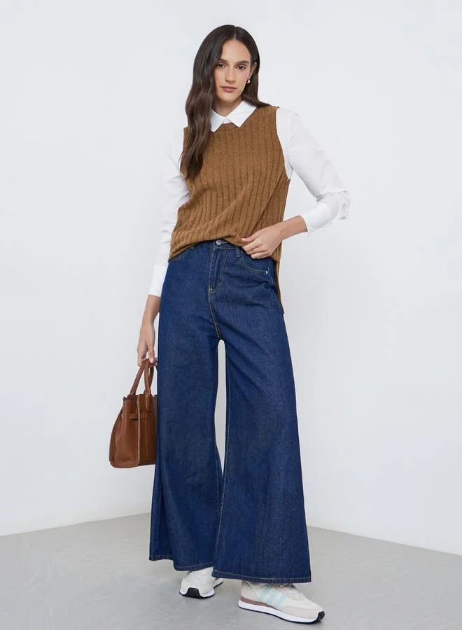 Styli Styli Women Brown Ribbed Overlay Shirt