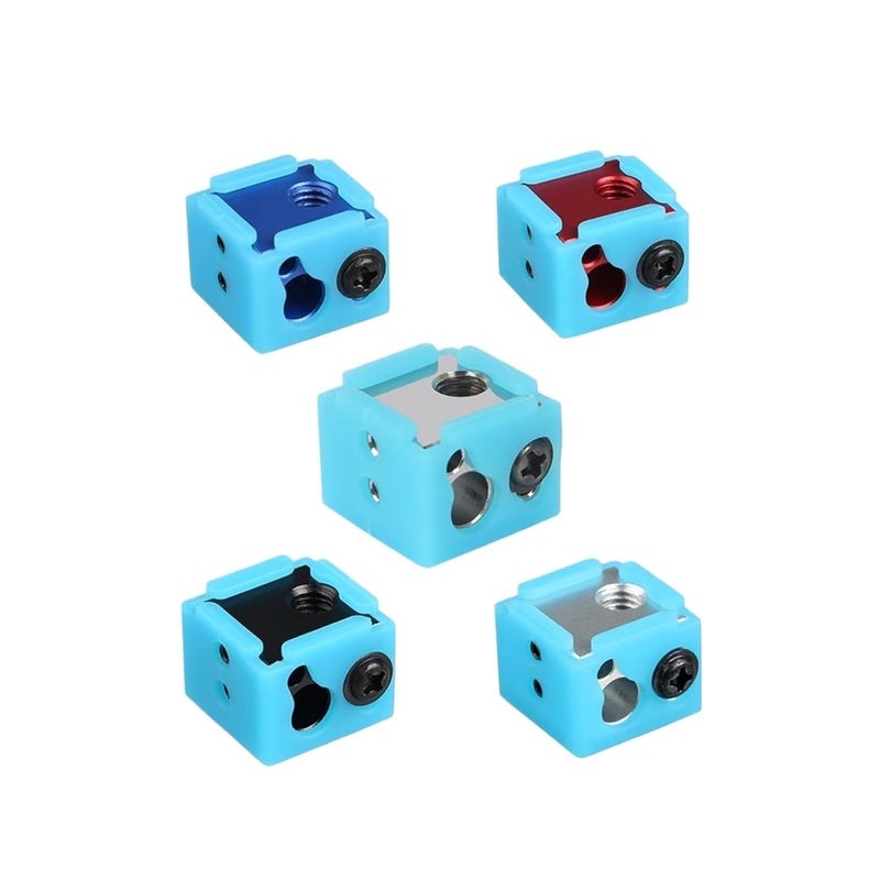 Aluminium Heat Block High Temp Silicone Sock for Extruder HotEnd 3D Printer Accessories Alu Silver Red - Image 2