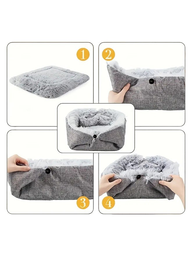 Dual-purpose cat bed and plush pet mat - Image 5