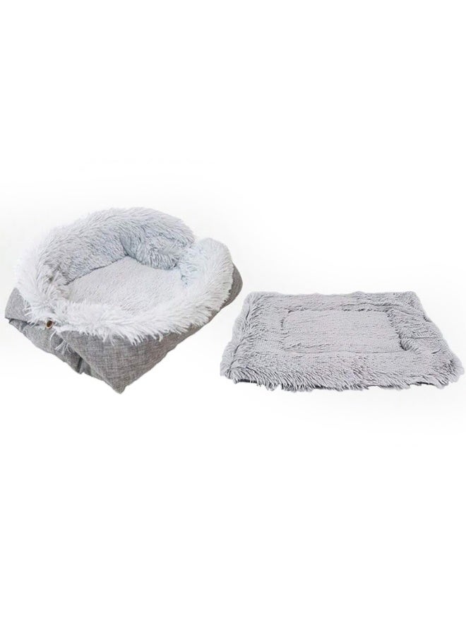 Dual-purpose cat bed and plush pet mat - Image 1