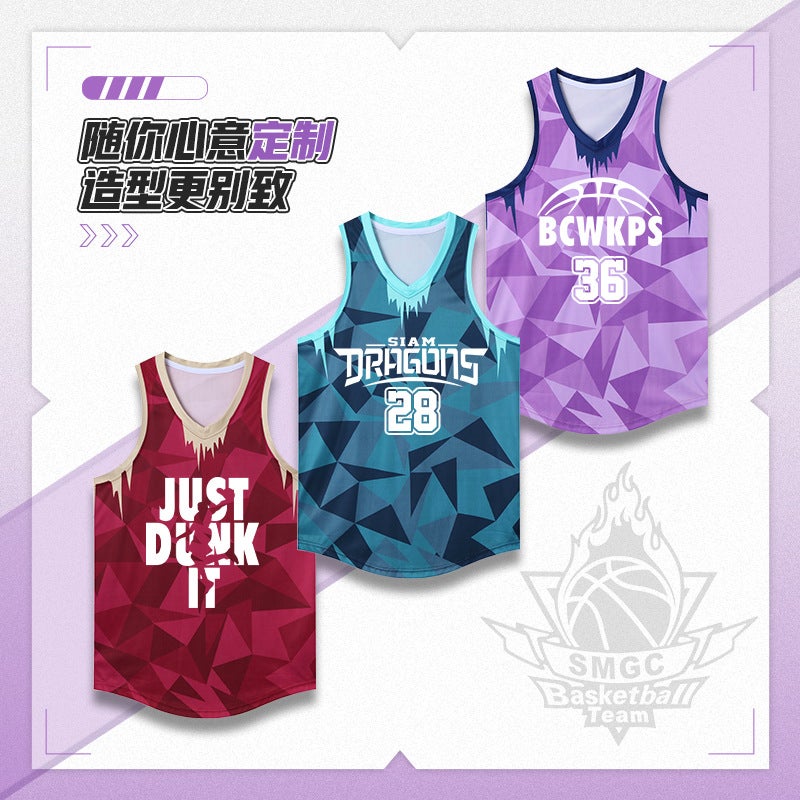 American Basketball Uniform Suit For Men And Women Printed Vest Village Ba Game Training Jersey College Student Game Sports Team Uniform - Image 2