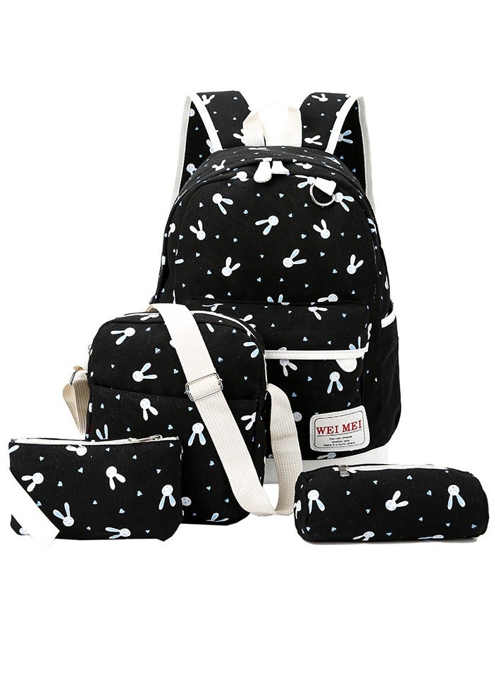 4PCS School Backpack Set, Portable Casual Daypack for Boys Girls, Students Shoulder Bag, Laptop Backpack, with Sling Crossbody Bag and Storage Bag, Book Bags, for School College Office Travel - Image 1