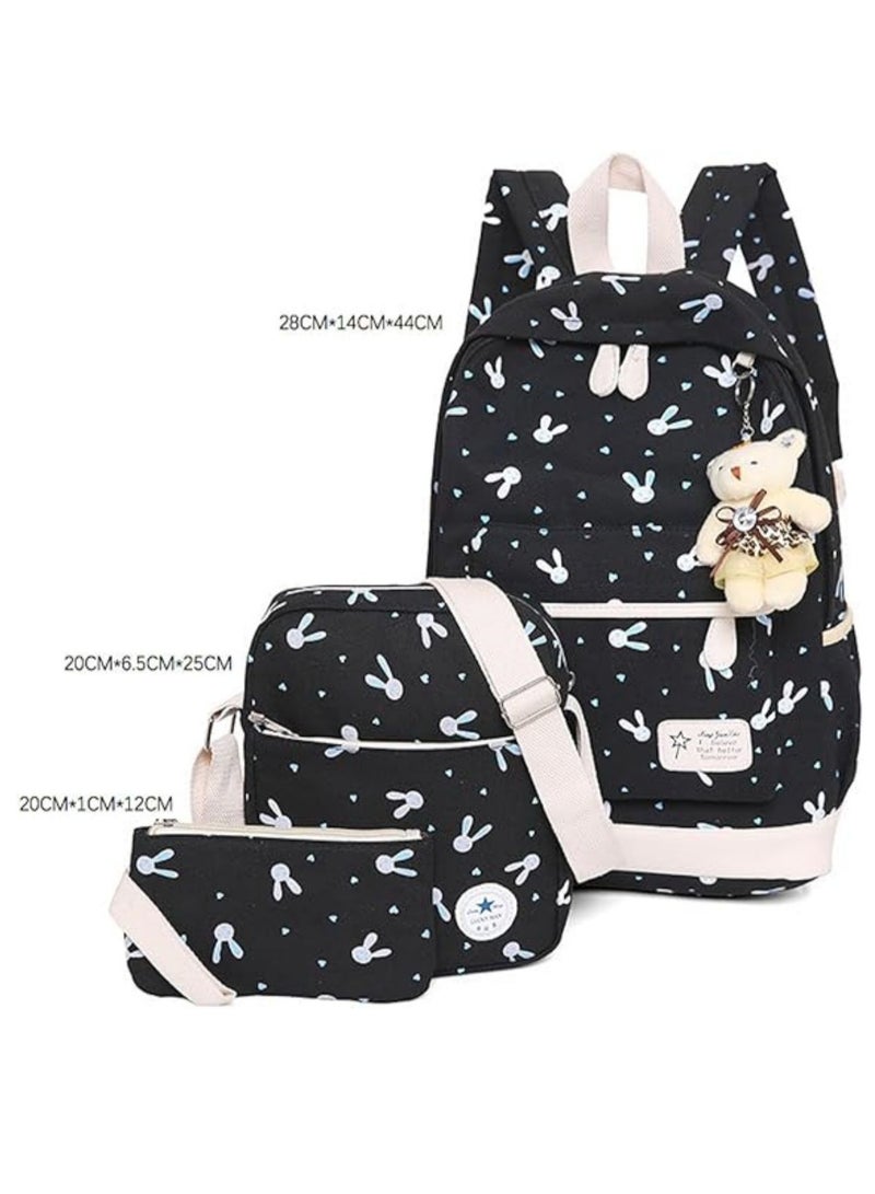 4PCS School Backpack Set, Portable Casual Daypack for Boys Girls, Students Shoulder Bag, Laptop Backpack, with Sling Crossbody Bag and Storage Bag, Book Bags, for School College Office Travel - Image 3