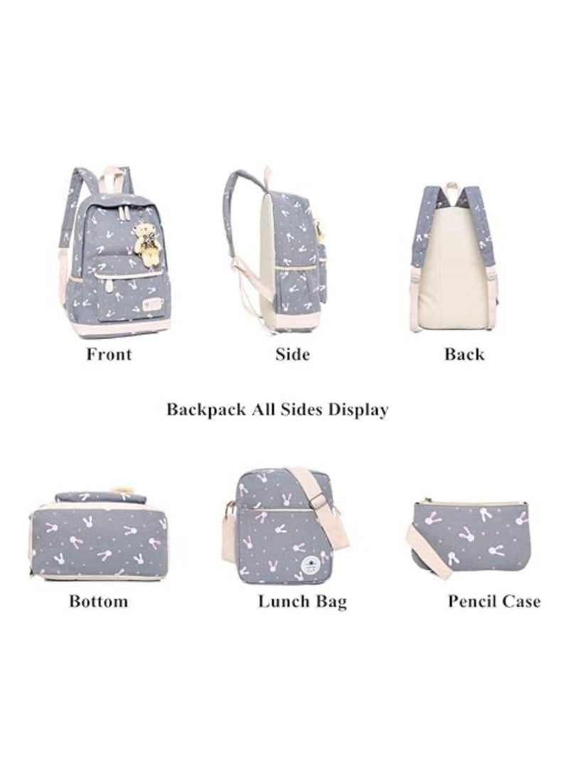 4PCS School Backpack Set, Portable Casual Daypack for Boys Girls, Students Shoulder Bag, Laptop Backpack, with Sling Crossbody Bag and Storage Bag, Book Bags, for School College Office Travel - Image 4