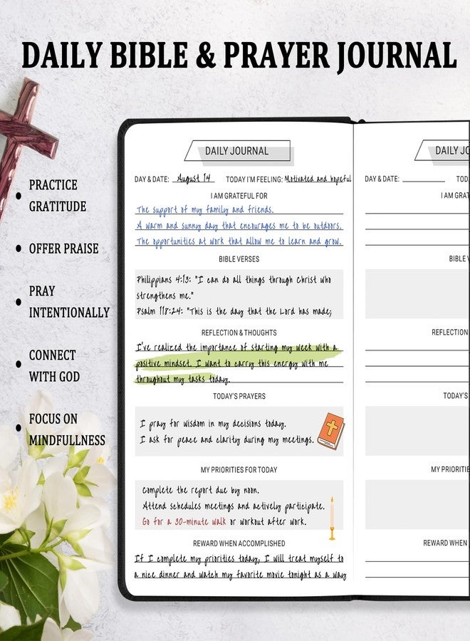 JUBTIC Prayer Journal for Men, Sermon/Scripture/Bible Notebooks for Note Taking, 4 Months Bible Verse Mapping Journal, Christian Gifts for Men-(5.6 * 8.5") Black - Image 3