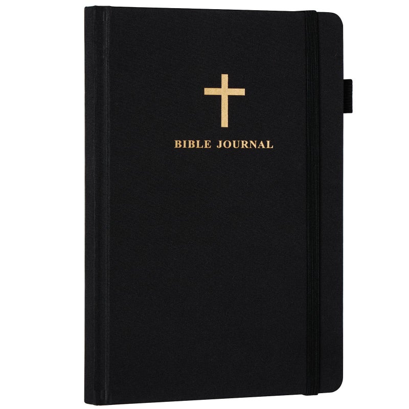 JUBTIC Prayer Journal for Men, Sermon/Scripture/Bible Notebooks for Note Taking, 4 Months Bible Verse Mapping Journal, Christian Gifts for Men-(5.6 * 8.5") Black - Image 1