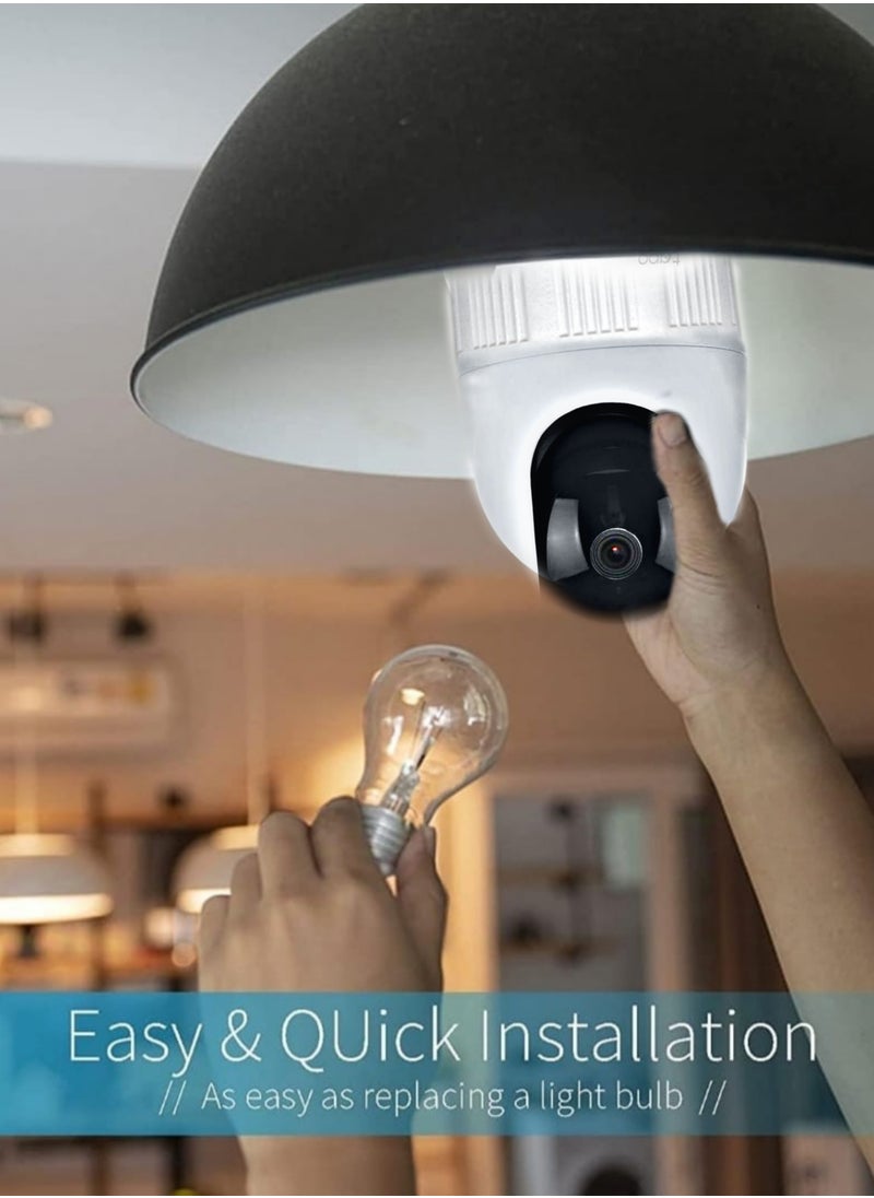 Bulb wifi surveillance camera + 64 GB memory card, has smart tracking, has alarm, listens and speaks from the camera, 1080p, follows your mobile phone, easy to install.