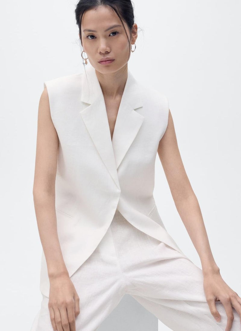 MANGO Linen Suit Waistcoat  - Image 3