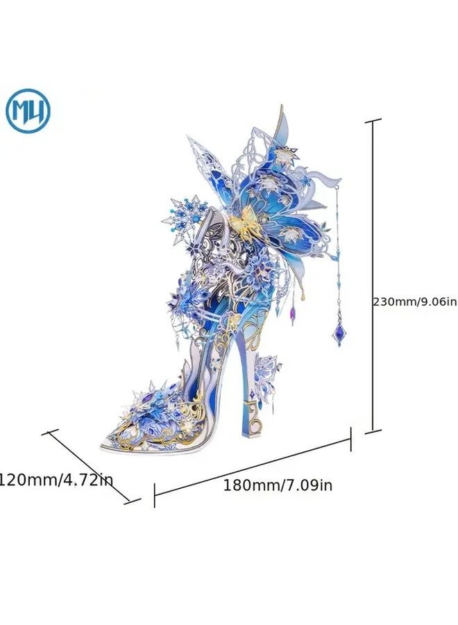 Snow Love 3D Metal Puzzle DIY Assembly Model Crystal Shoes Handmade - Image 4