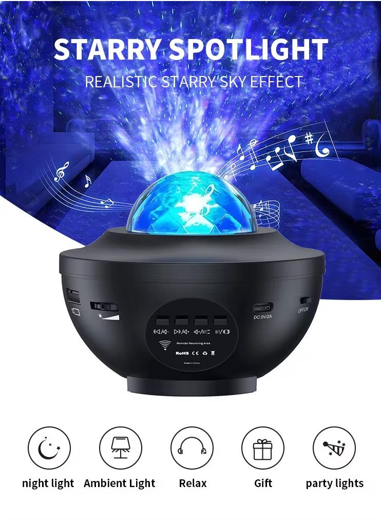 Type C 5V input Star Projector Galaxy projector OEM ODM Support Bluetooth speaker timer remote control white noise for Room Use