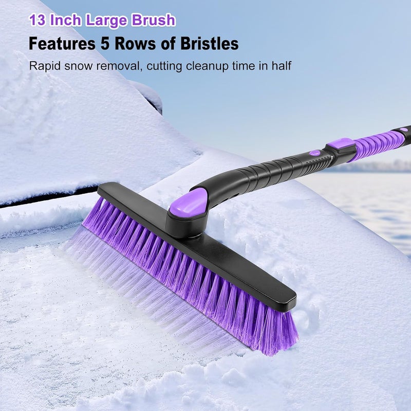 HEEYA 48 Inch Long Snow Brush for SUV, Extendable Ice Scraper and Brush with Foam Grip, 360° Pivoting Snow Car Brush for Truck Auto Jeep RV Vehicle Windshield Window - Purple - Image 3