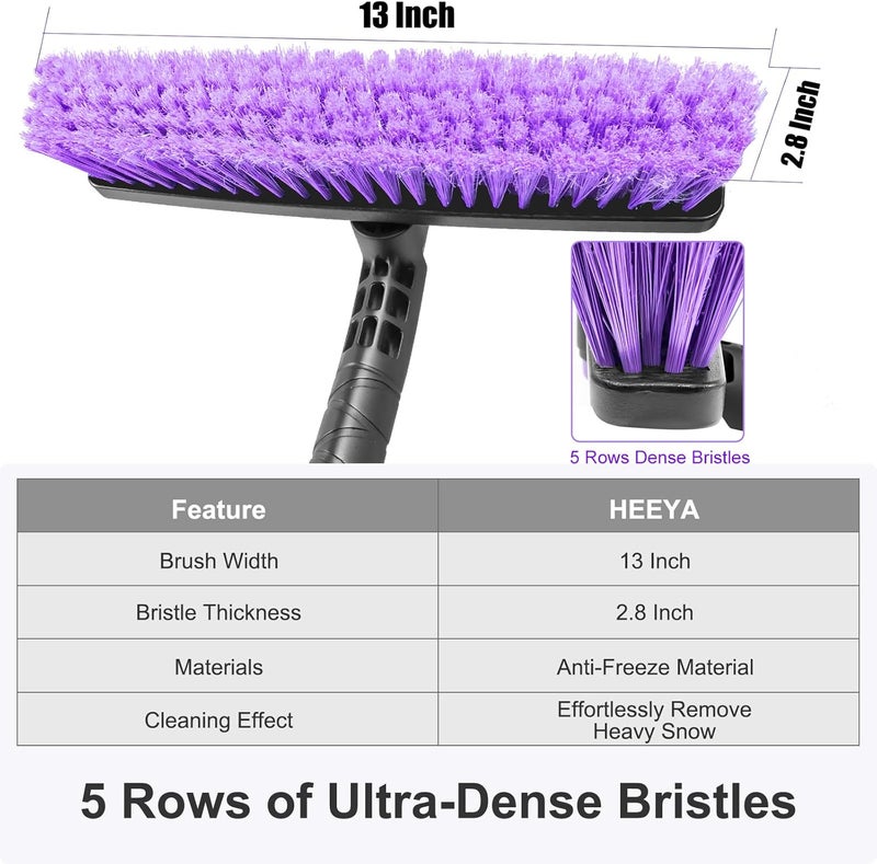 HEEYA 48 Inch Long Snow Brush for SUV, Extendable Ice Scraper and Brush with Foam Grip, 360° Pivoting Snow Car Brush for Truck Auto Jeep RV Vehicle Windshield Window - Purple - Image 4
