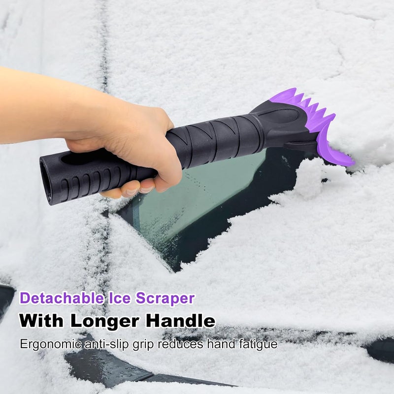 HEEYA 48 Inch Long Snow Brush for SUV, Extendable Ice Scraper and Brush with Foam Grip, 360° Pivoting Snow Car Brush for Truck Auto Jeep RV Vehicle Windshield Window - Purple - Image 5