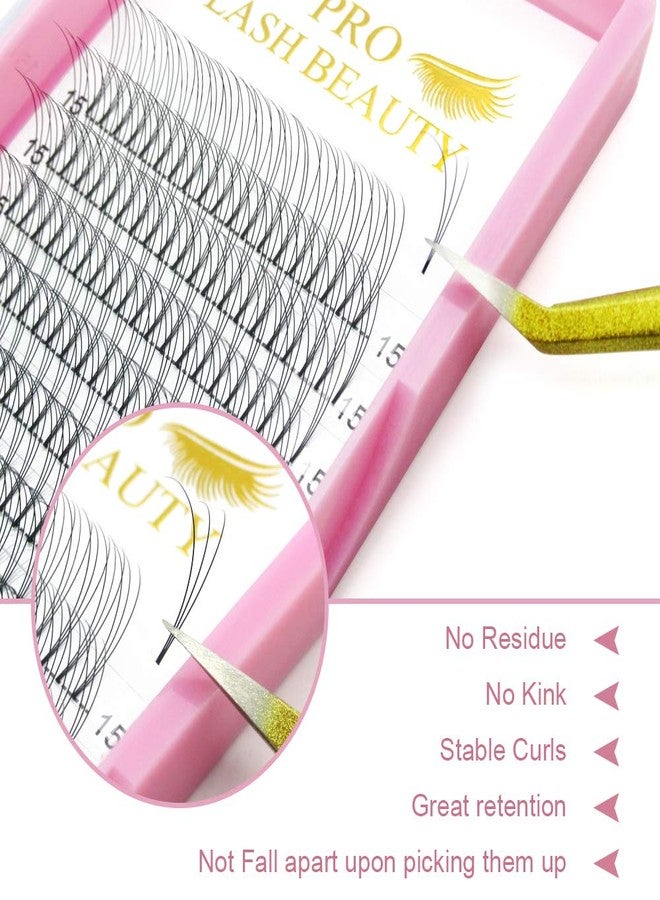 PRO LASHBEAUTY Premade Fans Eyelash Extensions 3D-C-0.10-16 Short Stem Premade Volume Eyelash Extensions 9 to 20 mm Pre made Lash Fans 3D 5D 7D Volume Lash Extensions .07 .10 C D Curl(3D-C-0.10,16mm) - Image 2
