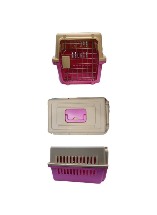 Naomi Naomi Crate for Small and Medium Sized Pets (Carrier) - Beige x Pink 