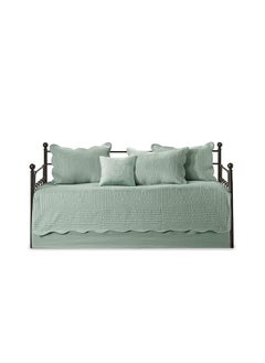 Daybed Cover Set Trendy Damask Quilting With Scalloped Edges All Season Luxury Bedding With Bedskirt Matching Shams Decorative Pillow 75 Inch X39 Inch Tuscany Seafoam 6 Piece - pzsku/Z237810430999FFBBF30BZ/45/_/1741446943/bc16dfad-5b2d-4c50-8bb9-db3c2598b959