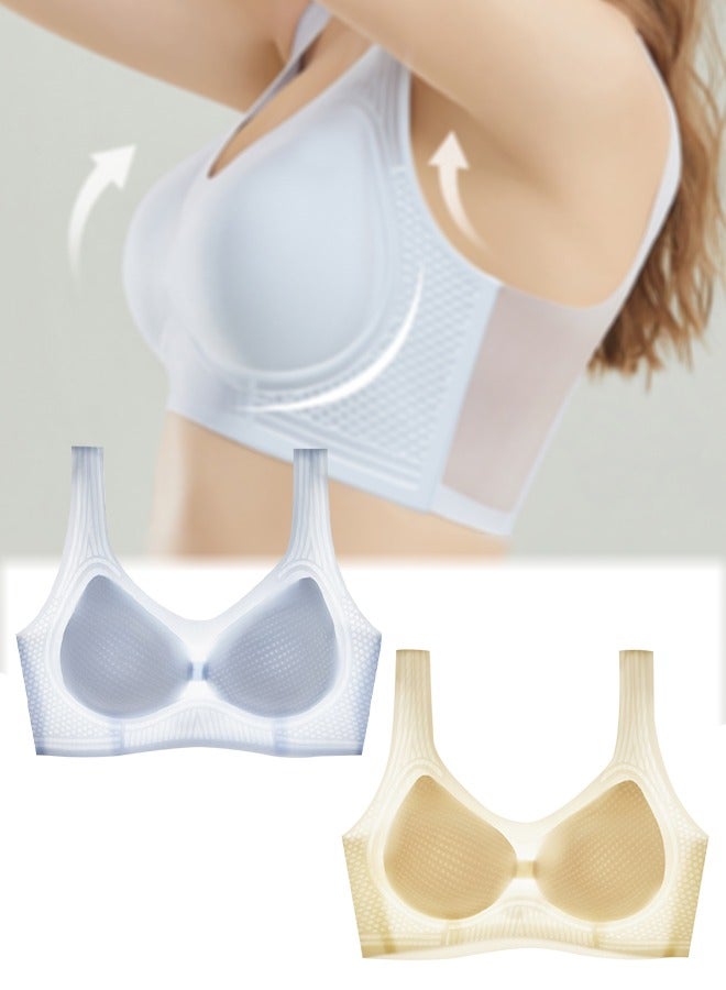 Women's Cotton Bra, Underwear for Ladies, V-Neck Push-up Bra with Lifting Shoulder Straps, 7A Antibacterial Padded Bra, Anti-Drooping, Traceless Shapewear  - Image 1