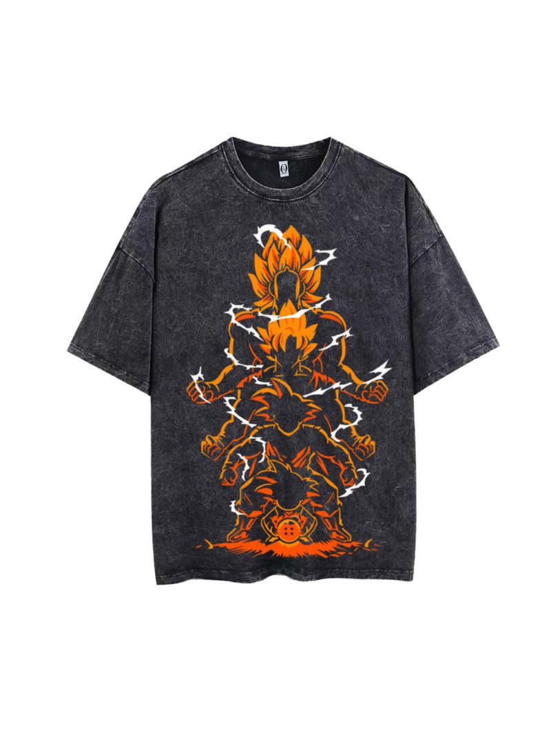Thirty-One Vintage Black Unisex Super Saiyan Anime Graphic T-Shirt  - Image 1