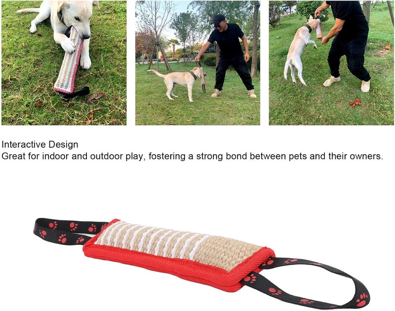 Jute Dog Bite Pillow Toy for Large Medium Small Dogs, Tear and Interactive Portable Puppy Training with Strong Handles, Helps Alleviate Stress for Indoor and Outdoor - Image 4