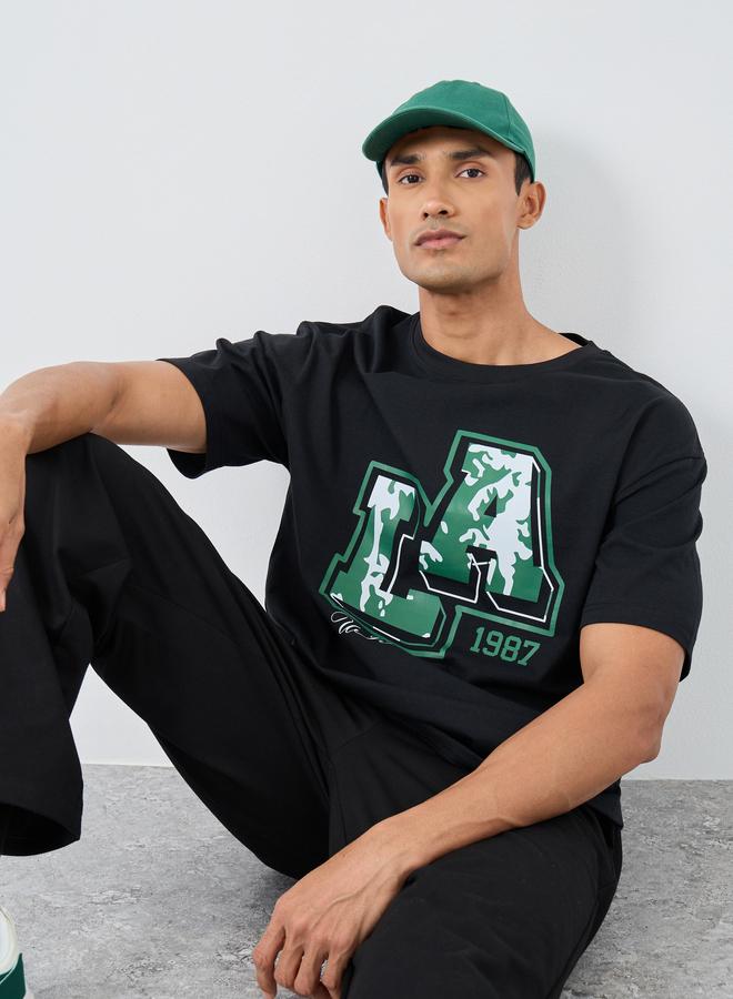 Styli LA Graphic Print Crew Neck Oversized T-Shirt - Image 1