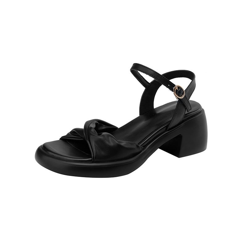 Wish 2024 Summer College Style High Heel 33-43 Size Open Toe Classic Round Toe Women'S Sandals - Image 1