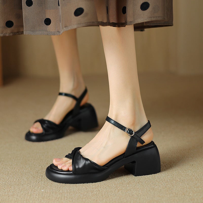 Wish 2024 Summer College Style High Heel 33-43 Size Open Toe Classic Round Toe Women'S Sandals - Image 3