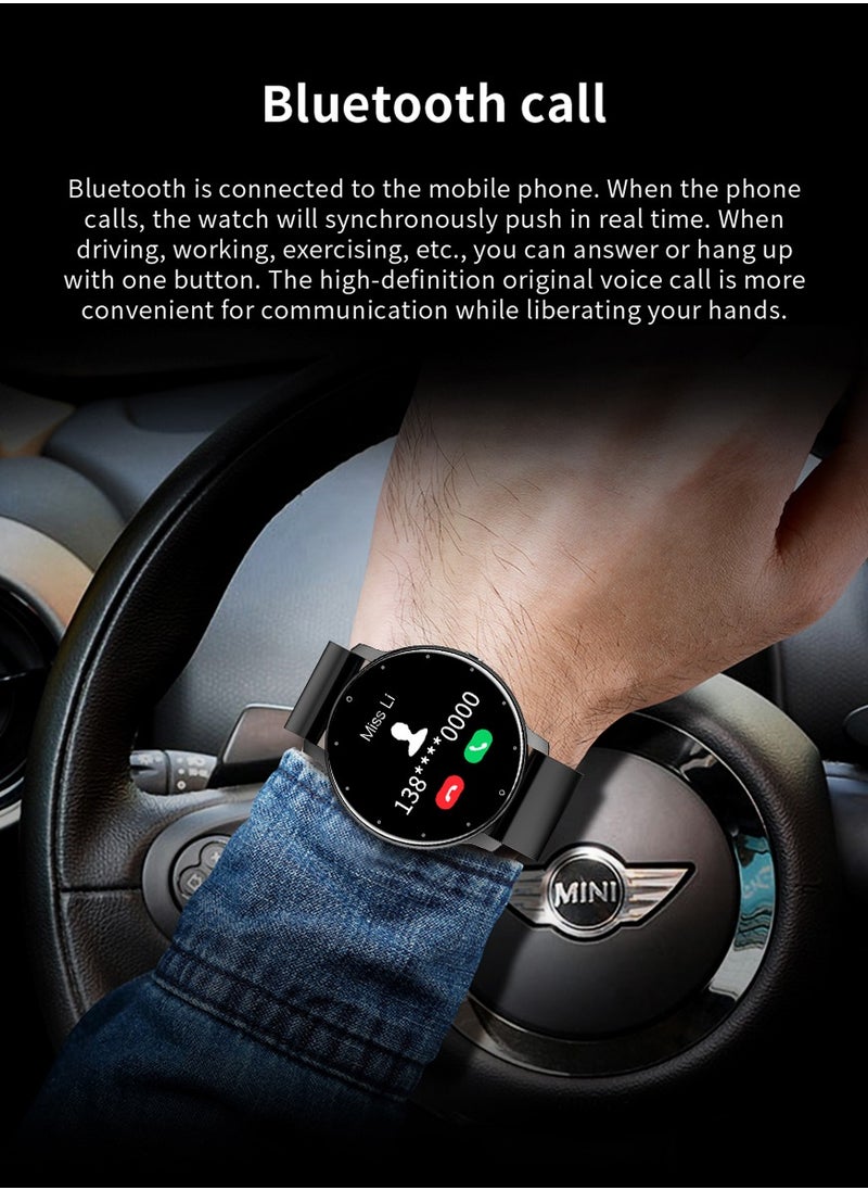 LIGE Smart Watch 1.28 inch Full Touch Screen Sport Tracker Watch Waterproof Bluetooth Silicone Strap Black for Men Women  - Image 4