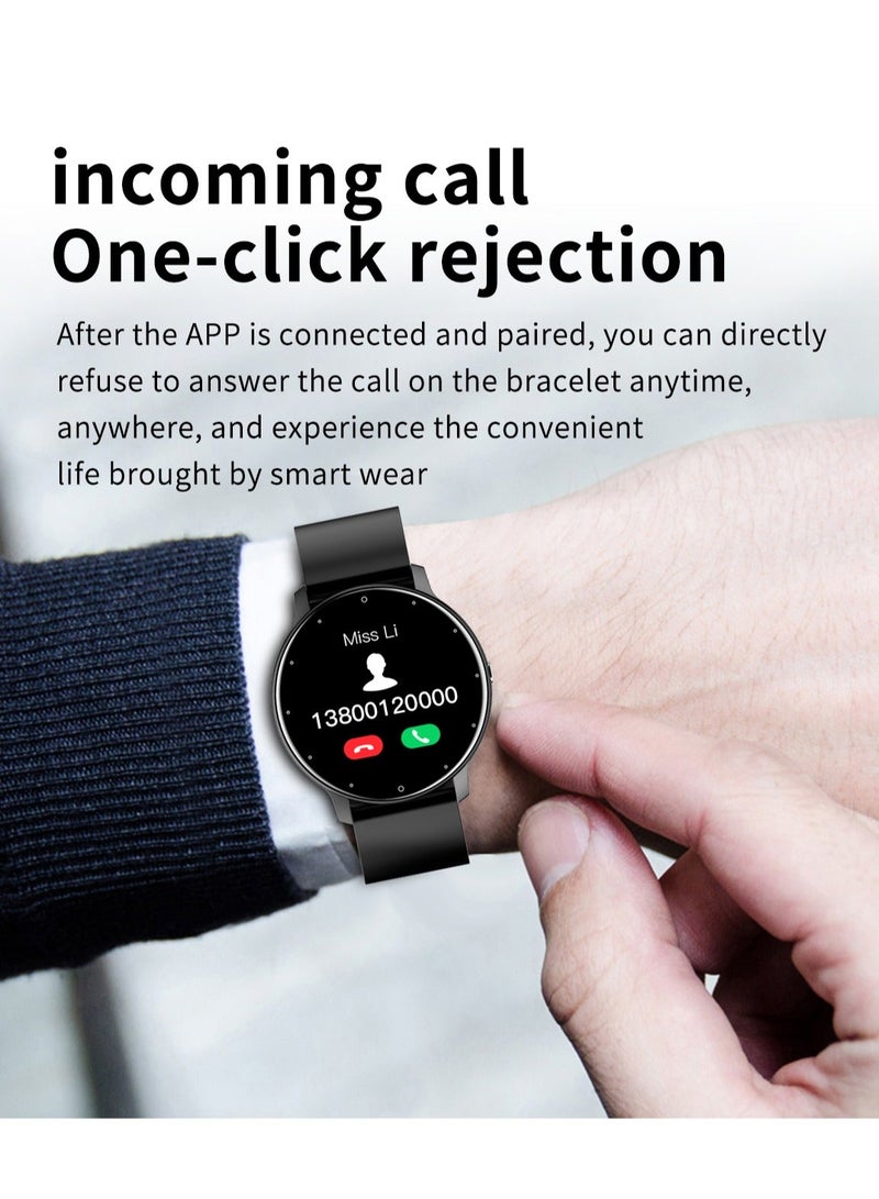 LIGE Smart Watch 1.28 inch Full Touch Screen Sport Tracker Watch Waterproof Bluetooth Silicone Strap Black for Men Women - Image 5