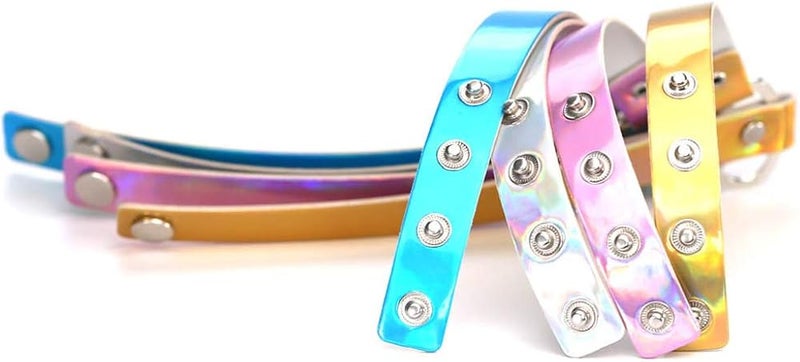 cheekyglo 4Pcs PU Leather Choker Necklace Gift for Women Holographic Choker Heart Metal Laser Collar Chocker Fashion Jewelry Colorful Leather - Image 5
