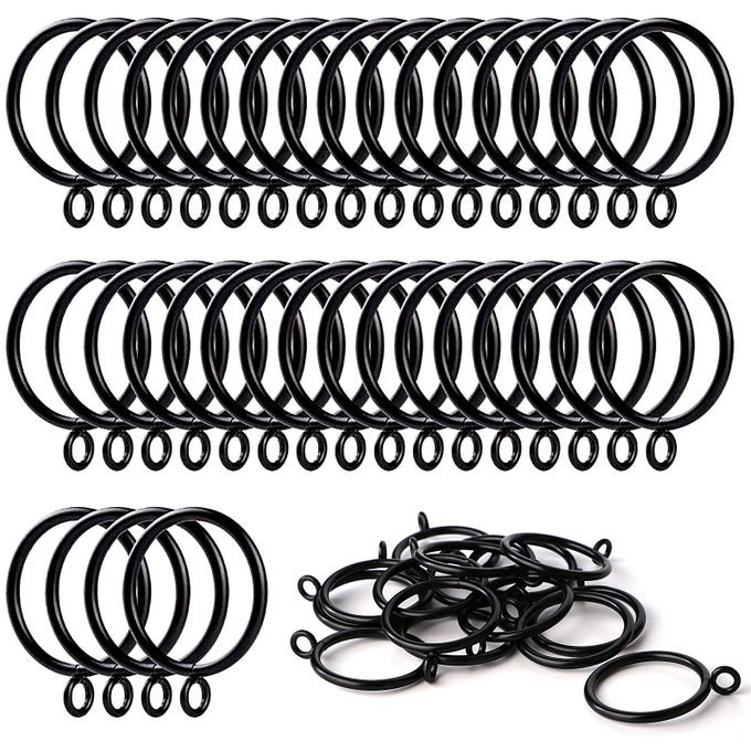 36 PCS 38MM INNER DIAMETER CURTAIN RINGS METAL CURTAIN DRAPE SLIDING EYELET RINGSHANGING RINGS FOR CURTAINS AND RODS BLACK TONE