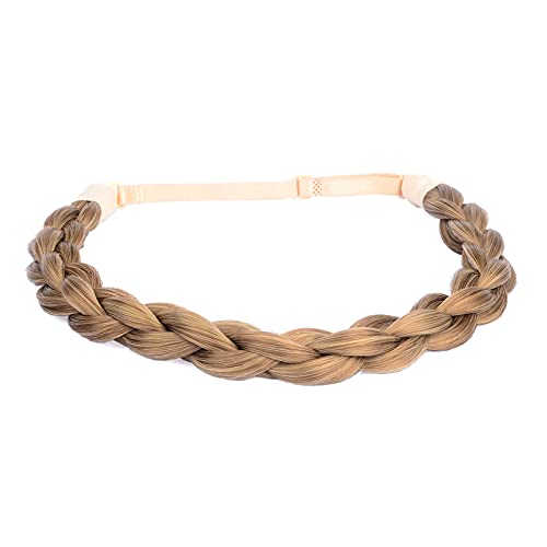 BOBIYA Chubby Narrow Synthetic Hair Braided Headband Classic Chunky Plaited Braids Elastic Stretch Hairpiece Women Girl (Caramel Brown) - Image 5