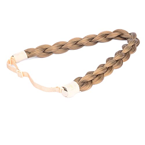 BOBIYA Chubby Narrow Synthetic Hair Braided Headband Classic Chunky Plaited Braids Elastic Stretch Hairpiece Women Girl (Caramel Brown) - Image 4